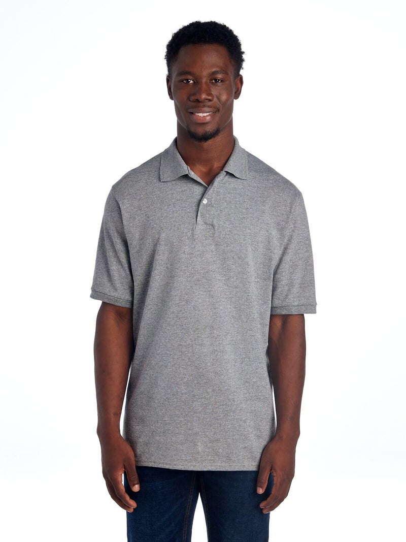 Jerzees Men's SpotShield 2 Button Rib Knit Polo Shirt_M_Oxford - Image 1